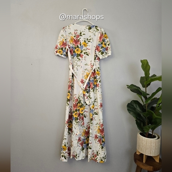 Reformation Weiss Linen Wrap Floral Print Dress - Picture 7 of 8
